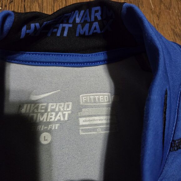 Nike Pro Combat Training Top Mens Large Hyperwarm Dri-FIT Max 1/4 Zip Blue - Picture 3 of 10